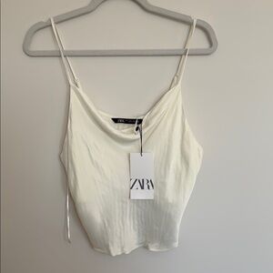 Zara NWT White Satin Camisole Top
